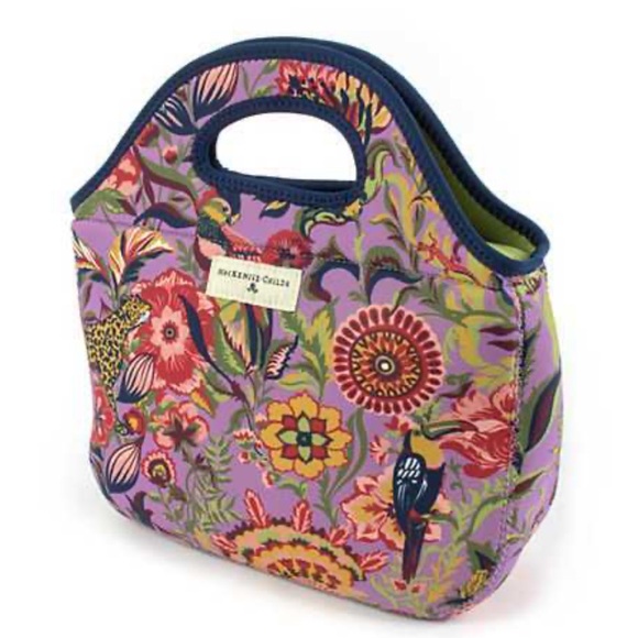MacKenzie-Childs Paradise Neoprene Tote Bag Purple Floral - Picture 9 of 10